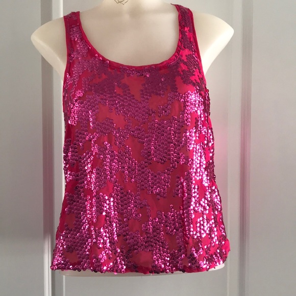 Pink Sequin tank - Picture 1 of 5
